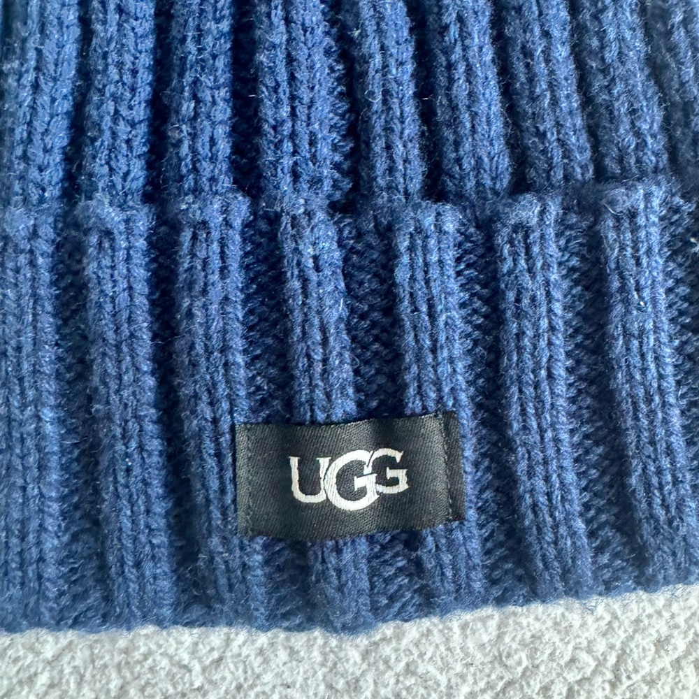UGG Pom Winter Hat - Navy Blue - Picture 2 of 3